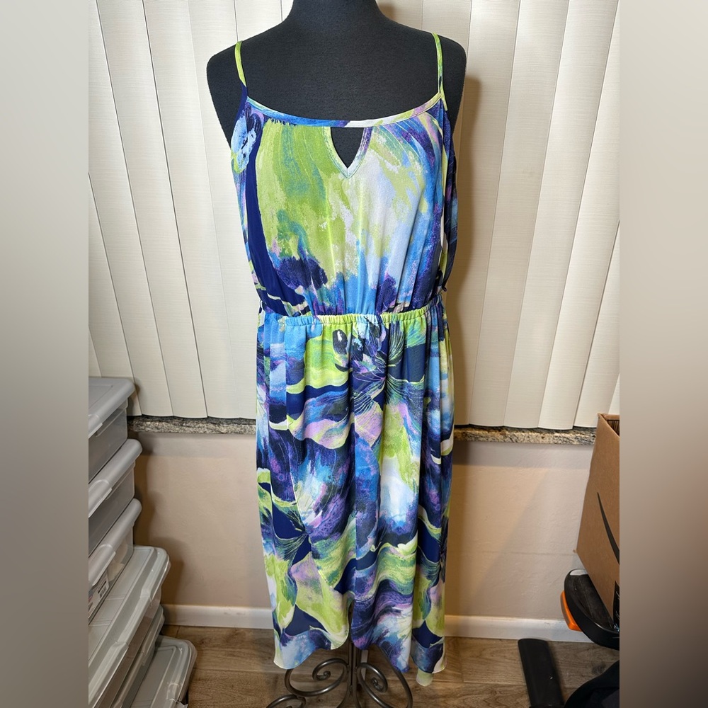 Lane Bryant Multicolor Spaghetti Strap Floral Maxi Dress Woman Plus Size 14/16